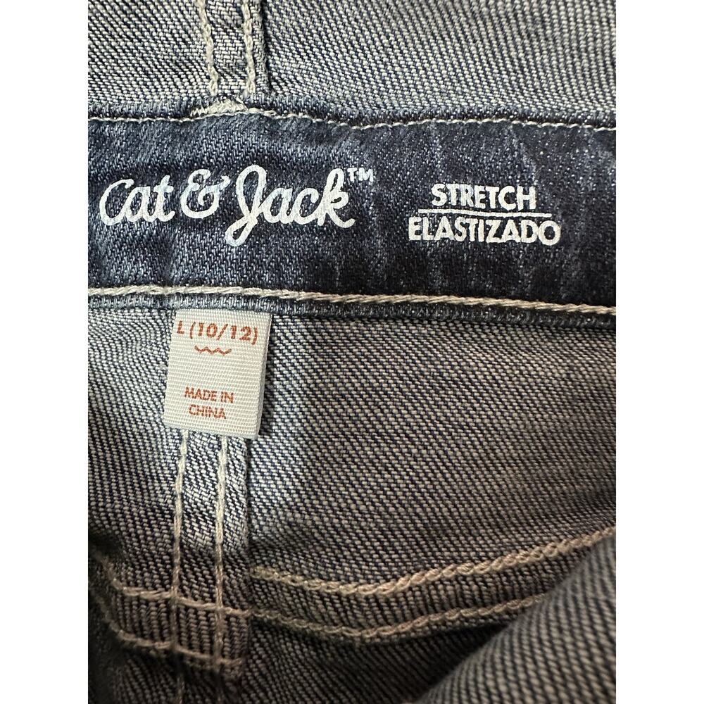 Cat & Jack Girls Distressed Blue Stretch Denim Bib Overalls Large 10-12 Unicorn - Picture 15 of 16